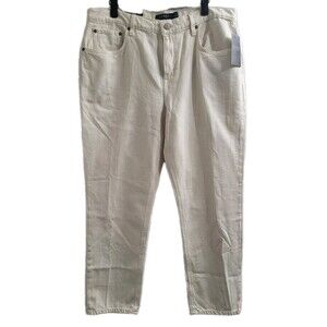 Lauren Ralph Lauren Relaxed Taper Jeans Womens 14 Cream Ecru High Rise NWT